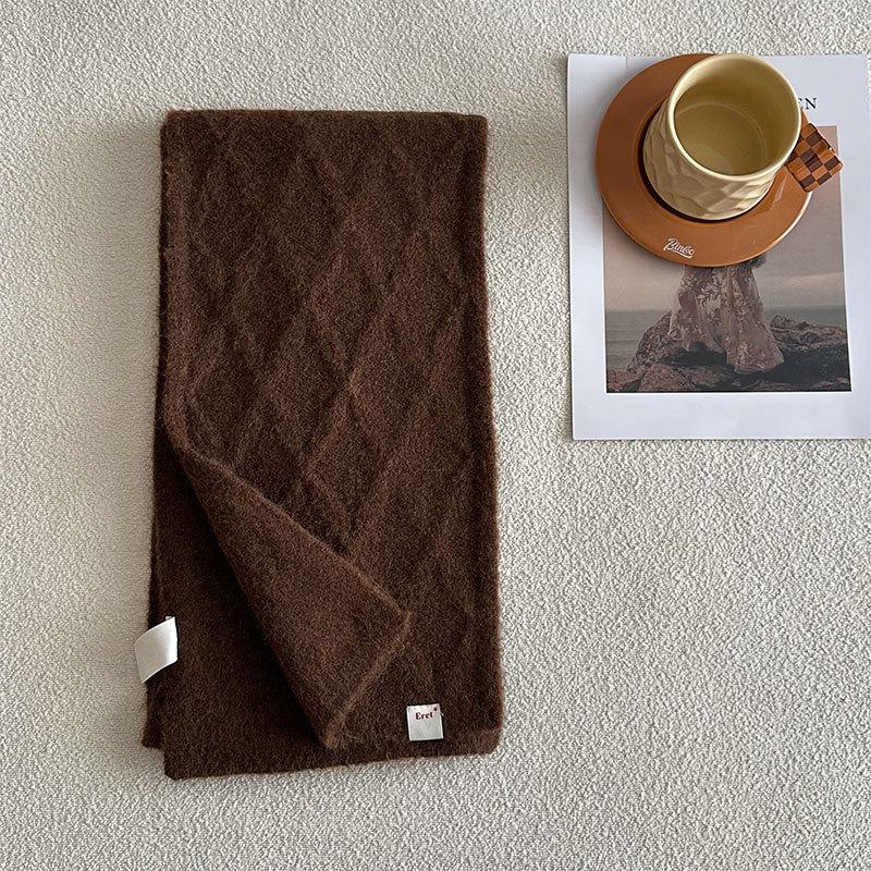 Holiday Gift Luxury Women'S Scarf Autumn/Winter  Collection Solid Color Korean Knitted Scarf Warm Shawl Fashion