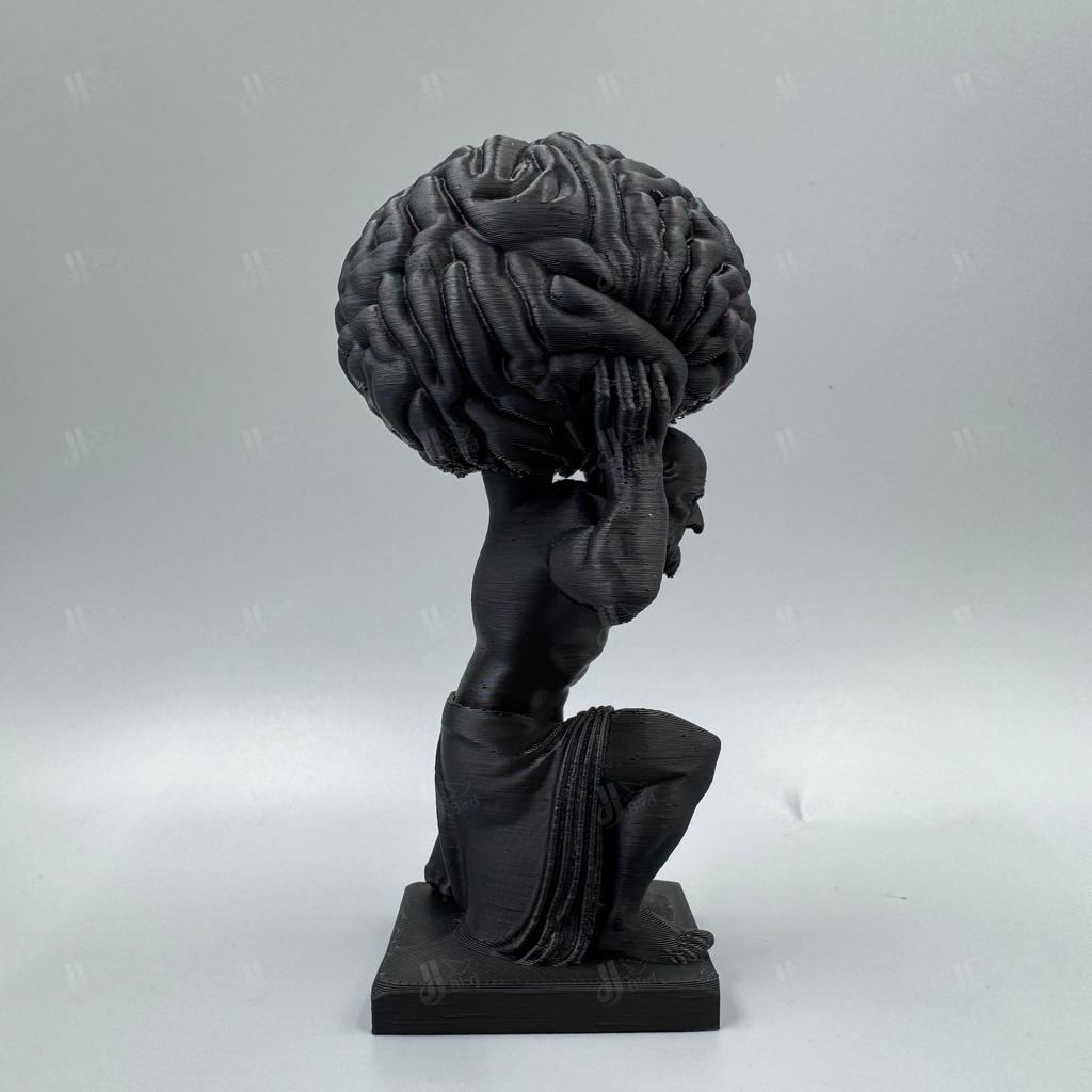 1 Stück Schwarze "Mind Over Matter" Gehirn-Träger Kunstfigur, geeignet für philosophische Studien Dekoration & auffällige Büroauslage.