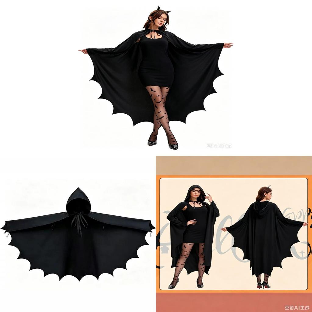 Halloween Bat Cloak For Women With Hood Cosplay Costume For Costume Party