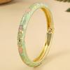 Vintage Cloisonne Enamel Bangle Gold Plated Hinged Colorful Floral Anti Tarnish Jewelry for Women Party Accessory