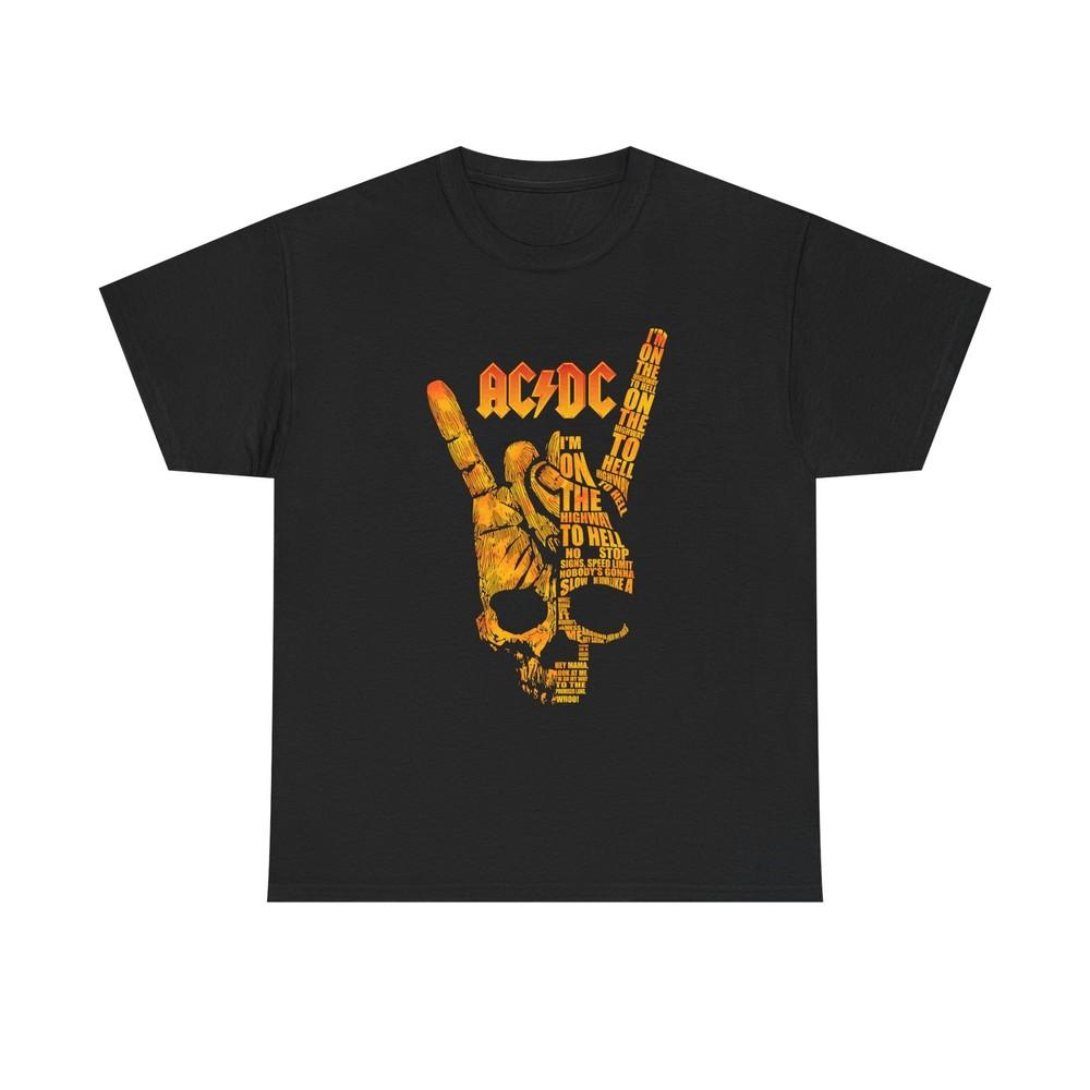 

ACDC Band Logo Unisex Heavy Cotton Tee Shirt, Rock Music Graphic Tshirt Gift, L