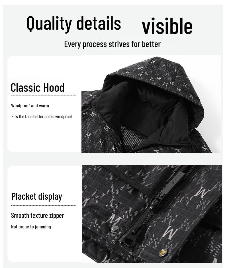 2025 Winter Mid-Length Plus Size Men's Cotton Padded Jacket - Trendy and Comfortable, Fits Up to 300 Jin