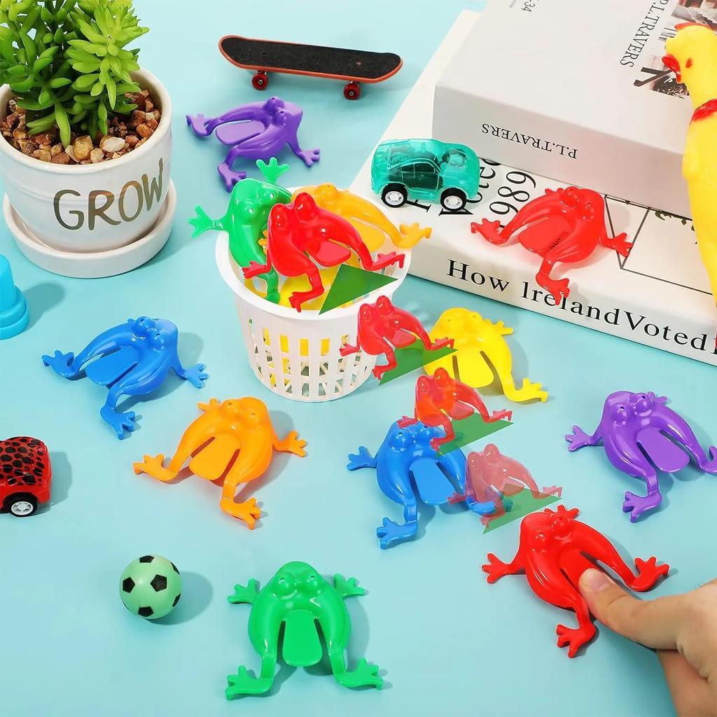 20pcs Frogs Toy Plastic Jumping Leap Frogs Toy Pressing Bouncing Frog Toy Goody Bag Fillers Gift for Kids Toddler Birthday Party