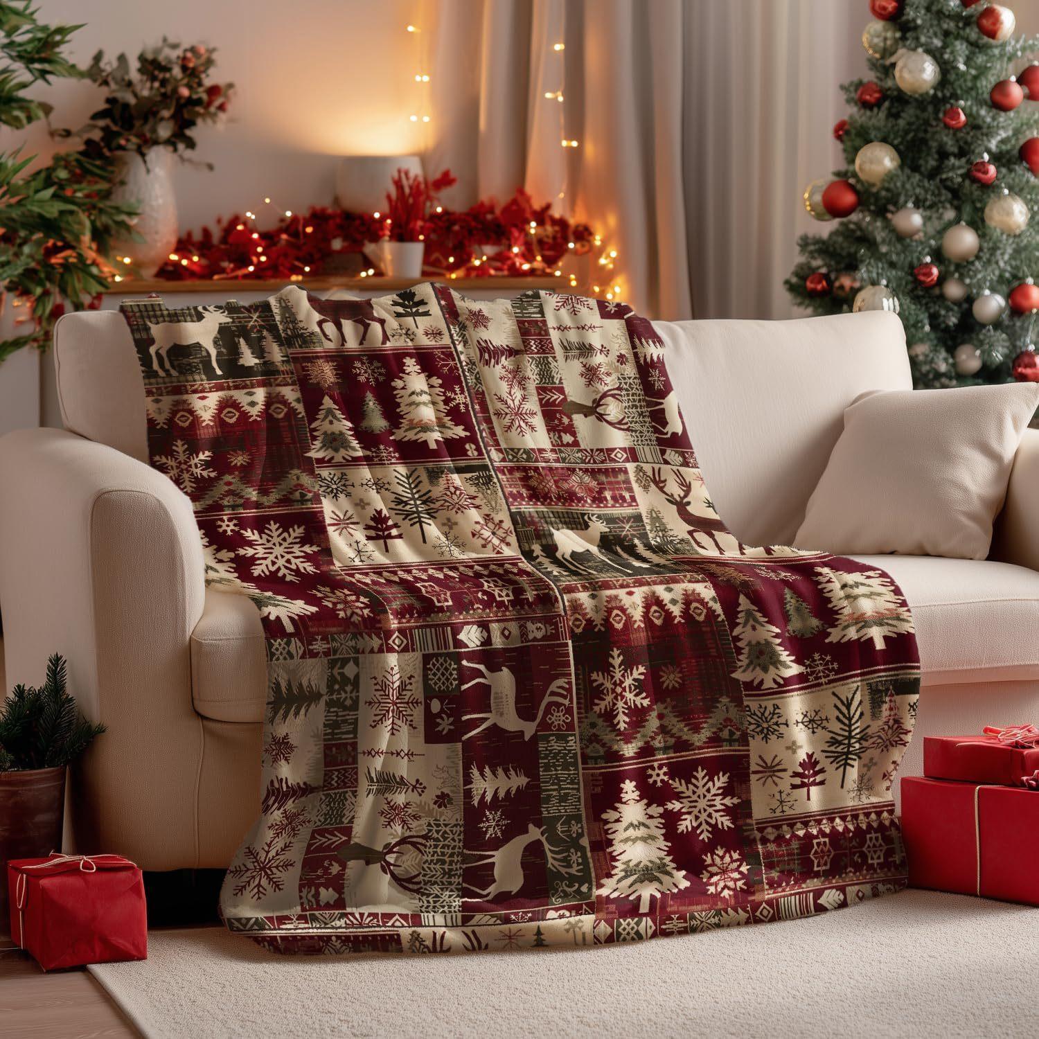 

Christmas Themed Printed Thick Warm Blanket Living Room Sofa Bedroom Decoration Blanket Soft and Comfortable Festive Atmosphere 70x100cm