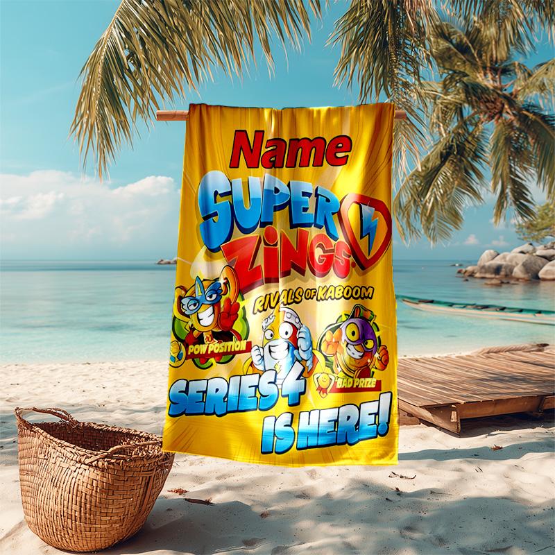 Personalized customized proof beach towel with SuperZings pattern - soft, absorbent,quick-drying,perfect swimming,camping&bathing
