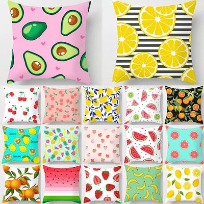 Lemon Water Pattern Watermelon Red Blue Polyester Throw Pillow Waterproof Oilcloth Car Interior Sofa Decoration Pillowcase 40911