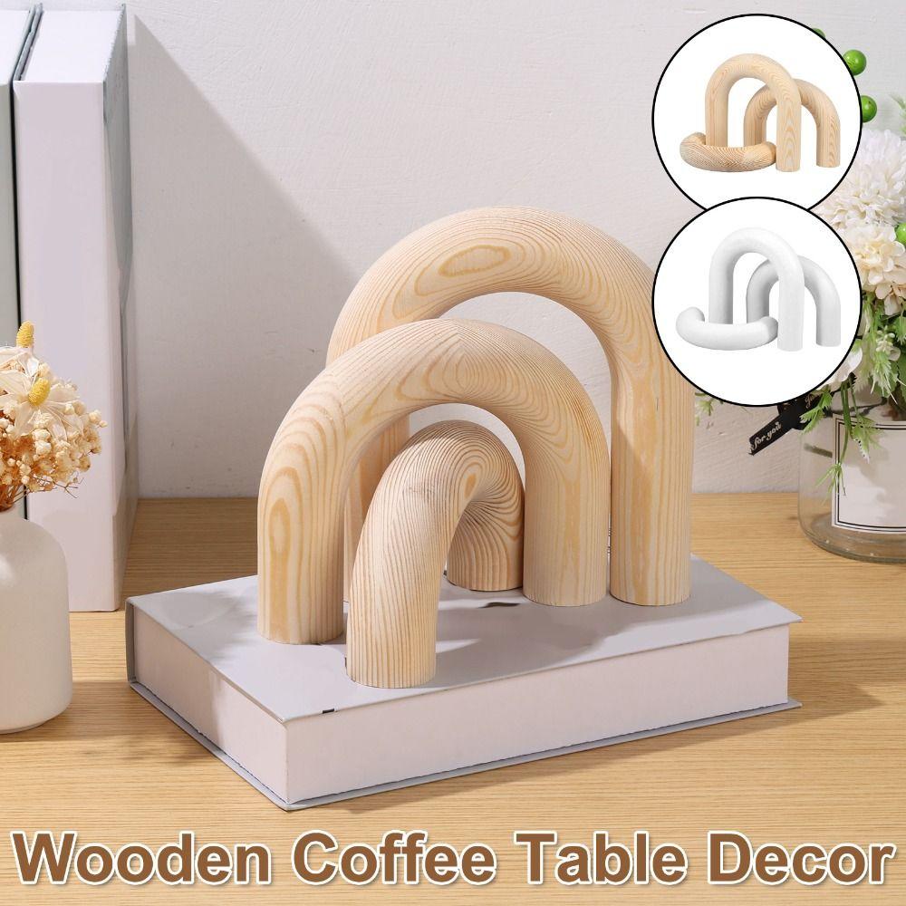 Boho Style Decorative Wood Arc Ornament Handmade Hand-carved Arched Wooden Model Unique Arch Craft Ornament Room