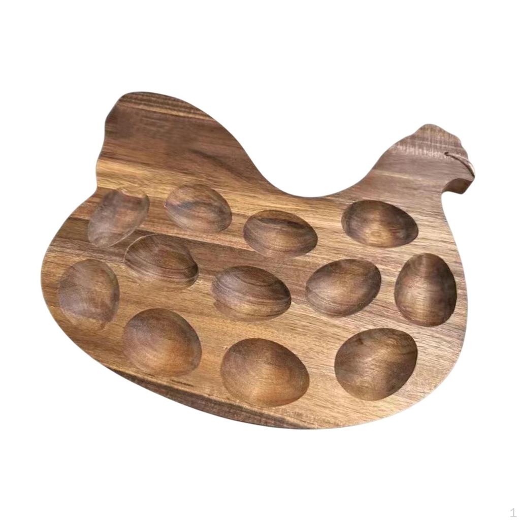 Wood Egg Holder Organizer Rack Hen Shape Designed Portable Sushi Wooden Tray for Household