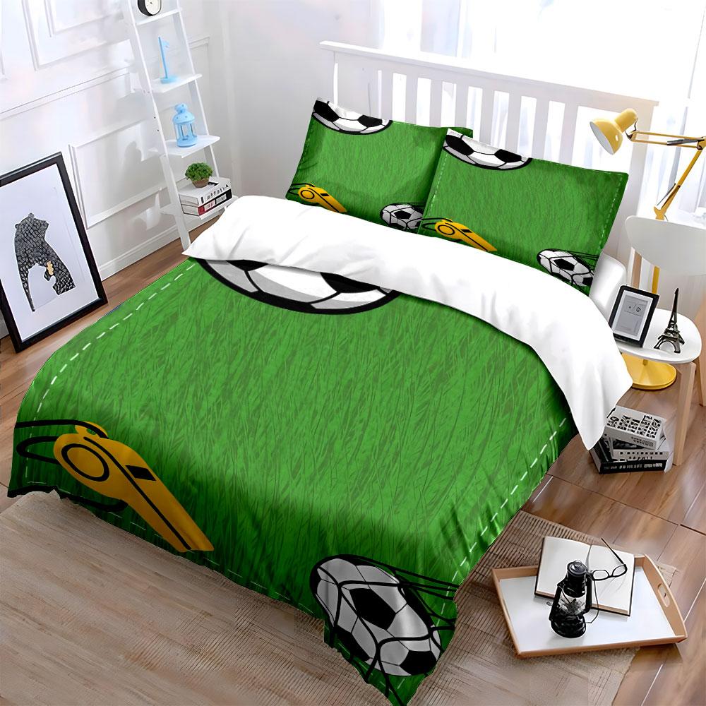 Soccer balls and field. Bedding sets Duvet cover sets Duvet covers Pillowcases(1*Duvet Cover 2*Pillowcases without duvet insert)