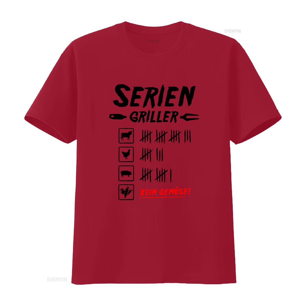 Mens T Shirt Series Griller Grilling Print Dash List Meat No Vegetables Vintage Washed Comfortable Versatile Breathable
