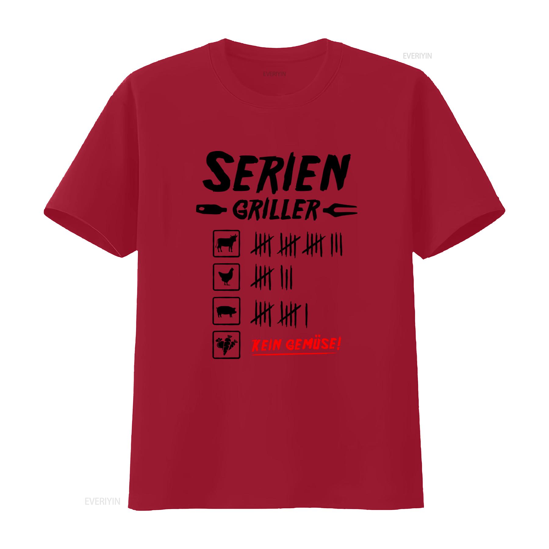 

Mens T Shirt Series Griller Grilling Print Dash List Meat No Vegetables vintage Washed Comfortable Versatile Breathable S