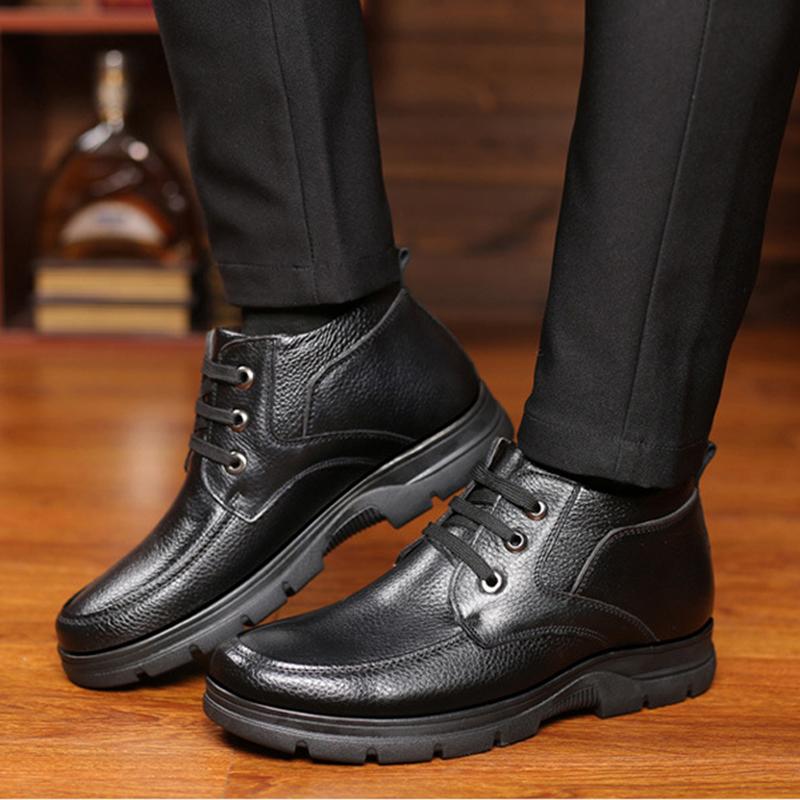 2025 Winter Shoes -30 Degree Warm Plush Mens Ankle Boots Non-slip Casual Male Brand Footwear Pure Black