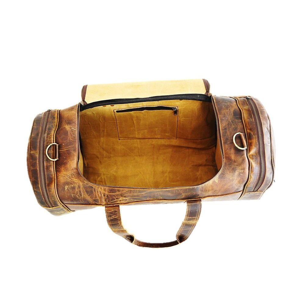 20" Large Brown Full Grain Vintage Duffle Travel Overnight Luggage Bag New Men's