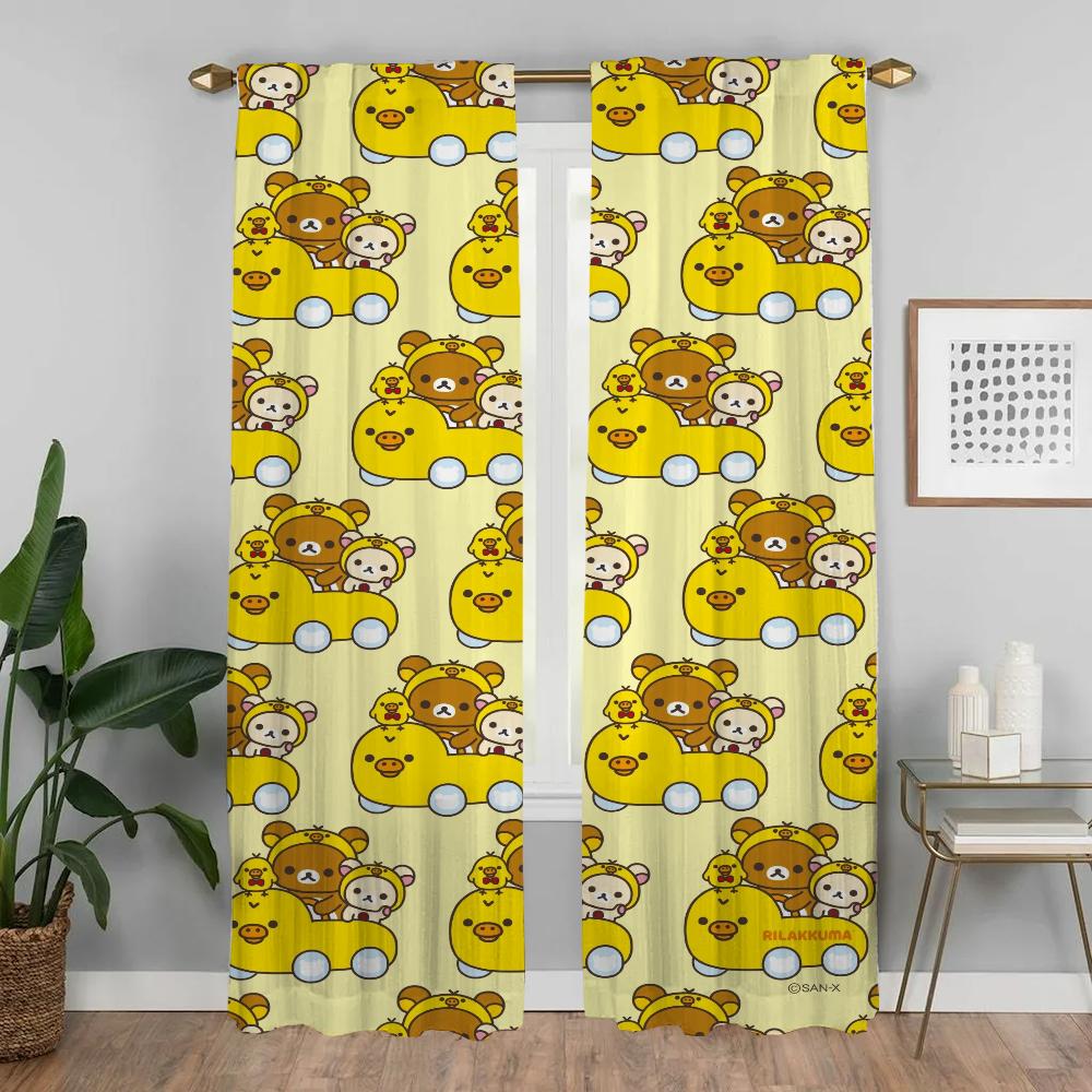 Kitchen Curtains for Bedroom Rilakkumas Partition Blinds Home Interior Curtains for Living Room Halloween Decoration Shades