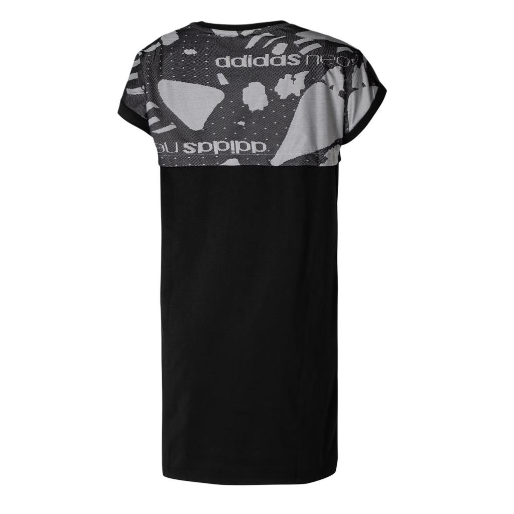 adidas Neo W Cs Dress Fashion Simple Letter Print Short Sleeve Dress Women Dresses Black Bright-Pink Fluorescent DW8353