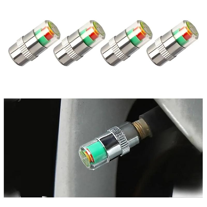 4-Pack Of Tire Pressure Monitoring Caps Tire Pressure Warning Devices And Visual Tire Pressure Detectors