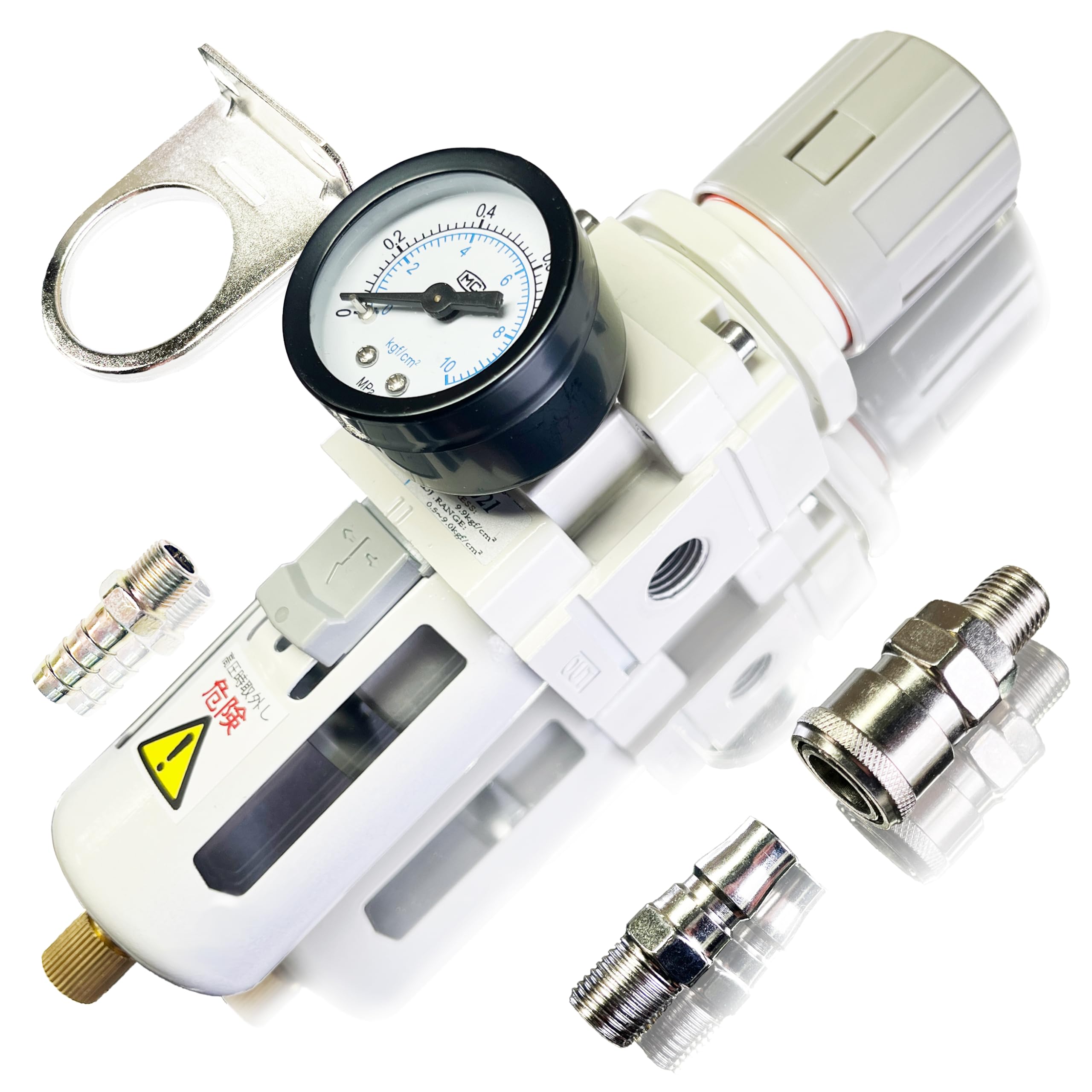 

Air Filter Made in Maximum Air Flow of Manual Automatic Air Trans Compressor Pressure Water Moisture Diameter Regulator, Regulator, Japan, 2000L/min, білий