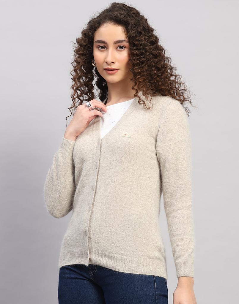 MONTE CARLO Damen V-Ausschnitt Langarm Strickjacke