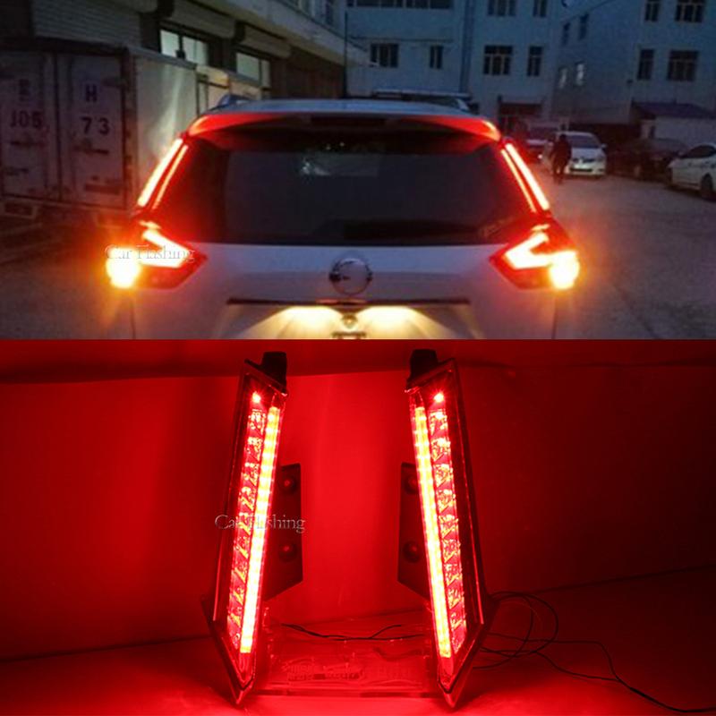 2PCS For Nissan Xtrail X-trail X trail Rogue 2014 - LED DRL Rear Bumper tail light fog lamp Brake Lights Signal lamp