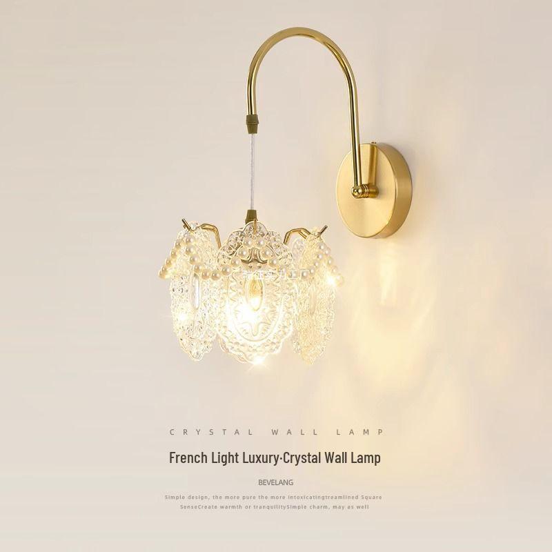 Modern Luxury French Glass Wall & Bedside Lamp for Bedroom, Corridor, and Hall