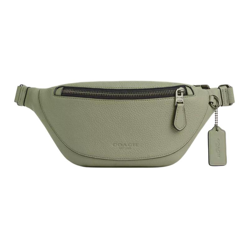 

COACH Warren 29 Silver Hardware Pebbled Leather and Smooth Calfskin Belt Bag Large Unisex Couple Lime Green срібний
