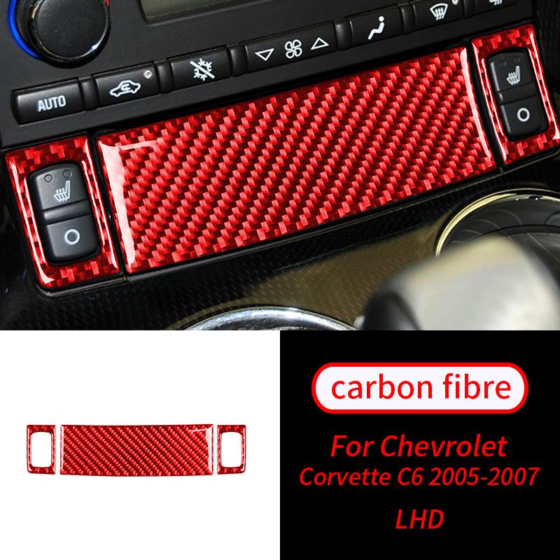 Pentru Chevrolet Corvette C6 2005-2007 3 bucăți cutie de depozitare din fibră de carbon reală pentru scaune pentru butoane de căldură pentru interiorul mașinii