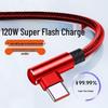 120W Super Flash Charge Winkel-Typ-C-Kabel für Huawei, Honor, Xiaomi, Vivo
