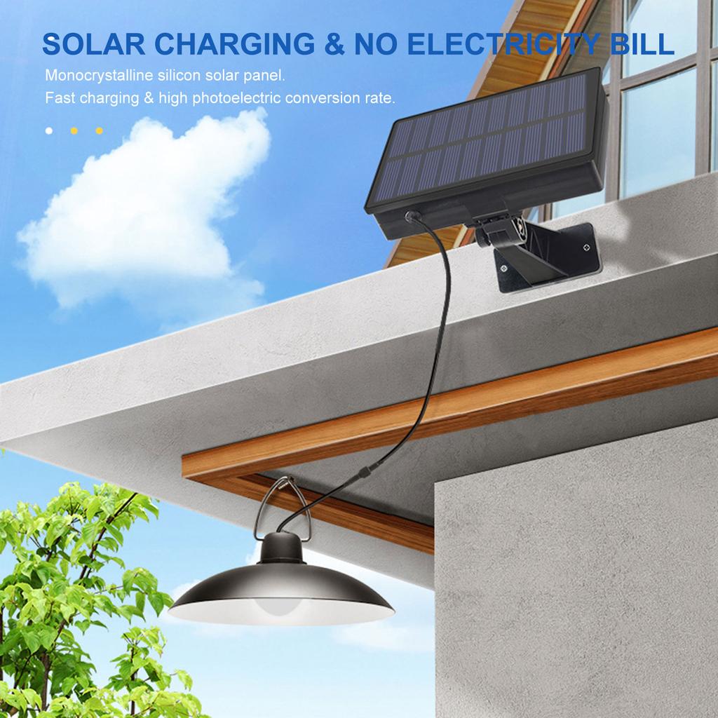 Candelabru Solar Curte Grădină Coridor Lampă Peisagistică Interior Exterior Lampă Suspendată 2 Moduri de Iluminare Impermeabil IP65