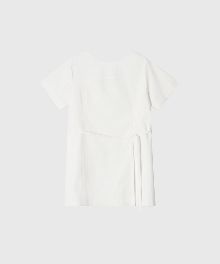 Lugkaeseuteu Armelle Oversized Belted Mini Dress_White