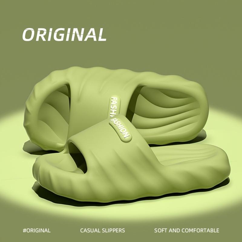 Мужские и женские однотонные дышащие толстые тапочки с открытым носком удобные нескользящие прочные мягкие тапочки из ЭВА летняя домашняя обувь для мужчин и женщин 36-37 зелёный 980₽