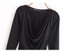Autumn 2024 Women's European & American Style Versatile Pleated Long-Sleeve Drape Top