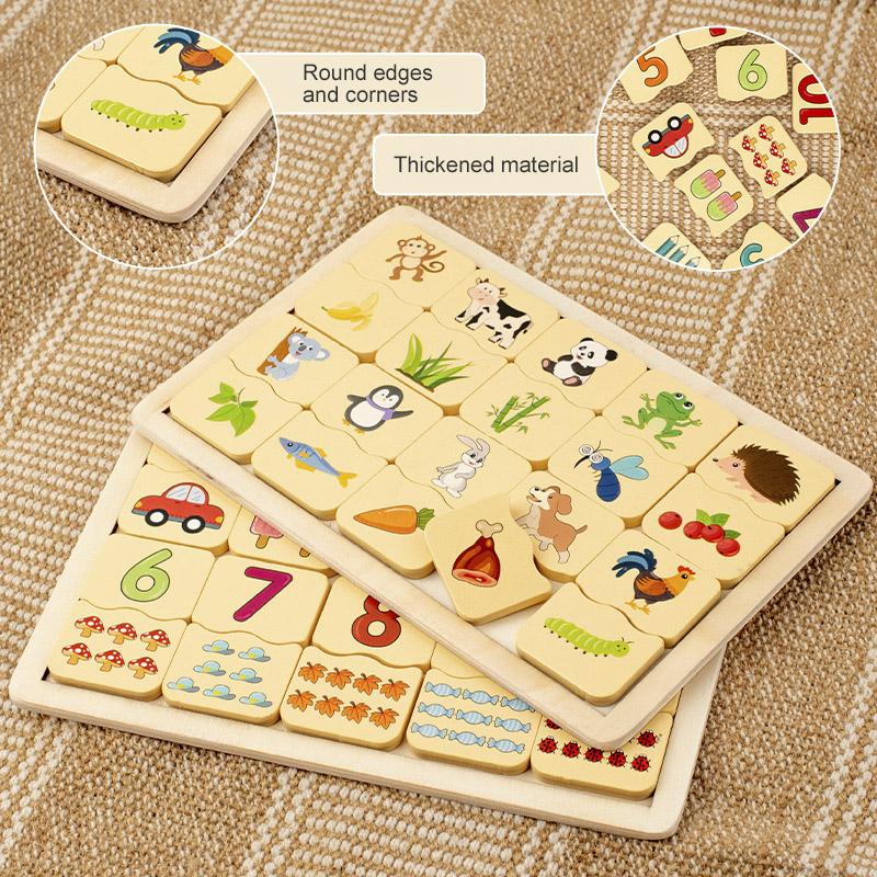 Dětské číslo Zvíře Kognitivní párovací puzzle Montessori Trénink koncentrace a paměti Dřevěné vzdělávací hračky Pro děti