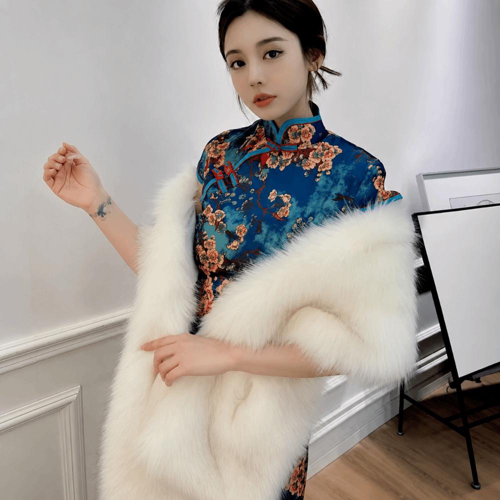 Long Plush Faux Fur Wrap Faux Fox Fur Faux Fur Cape Fashion Faux Fur Jackets Women