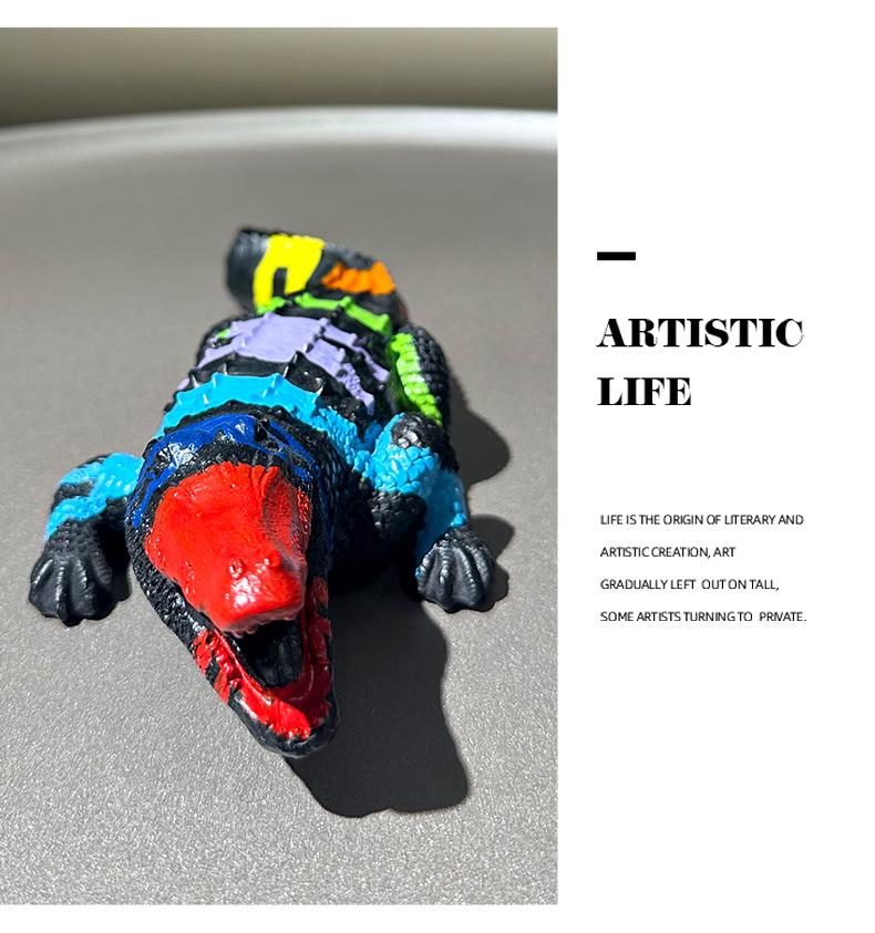 Colorful Resin Crocodile Ornament for Living Room or Office Decor