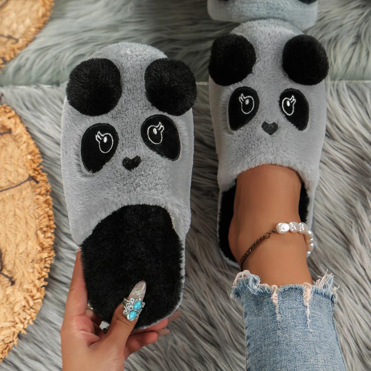 

Зимние теплые домашние тапочки Panda Non Slip Plush Home on Shoes Домашняя обувь Зимняя обувь для женщин 40-41 серый