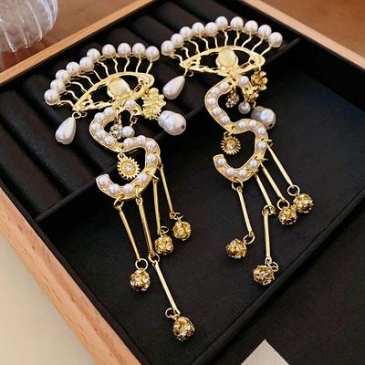 Inlaid Rhinestone Exaggerate Eyes Earrings for Women Temperament Drop Earring Pearl Tassel  Light Luxury Party Zircon Gifts