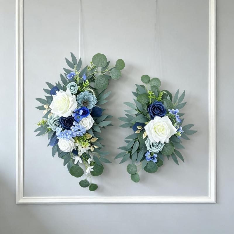 Realistic Rose Flower Arrangement Artificial Plastic Flower For Bridal Showers Wedding Reception Chair Back Decoration