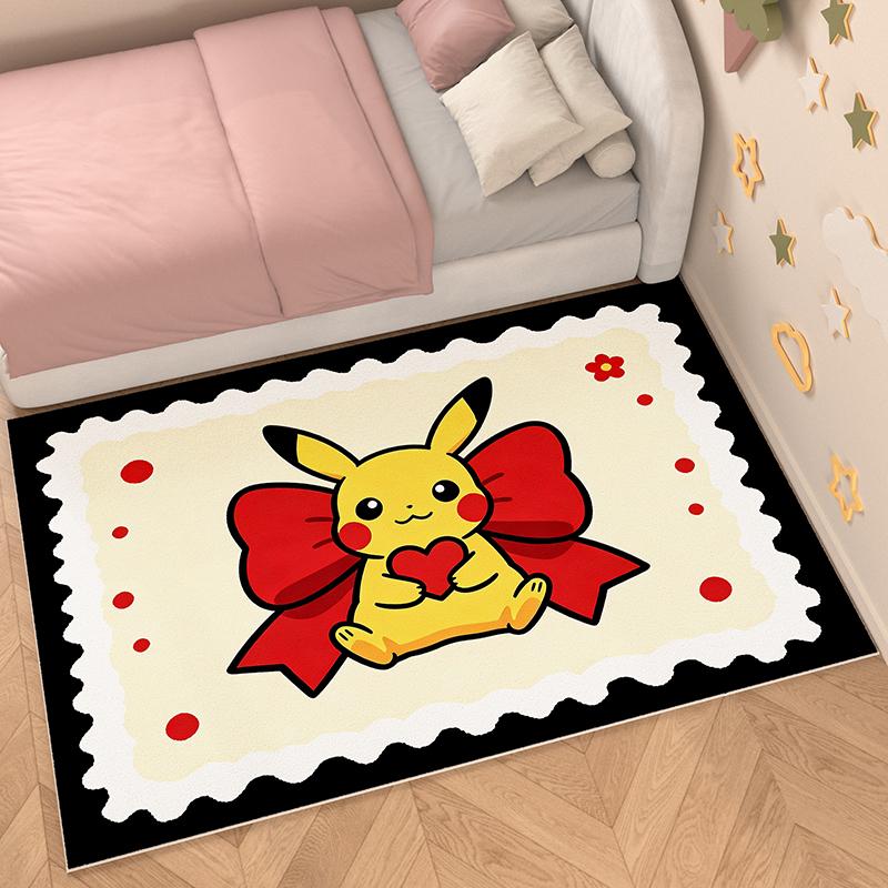 Indoor Rug, Faux Cashmere, Pikachu 3D Print, Soft Water Absorbent, Christmas Household Floor Mat