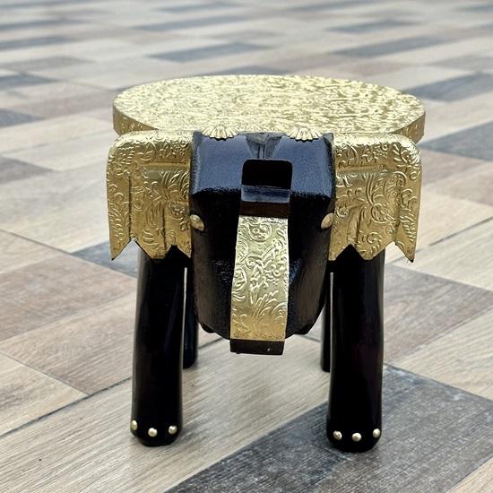 Hand Painted Wooden Elephant Stool Side Table For Home Office  20.32cm