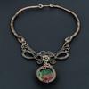 Bi-Color Tourmaline Necklace Jewelry, 999 Copper Wire Wrapped Gemstone Necklace Handmade Jewelry, For Memorial Day