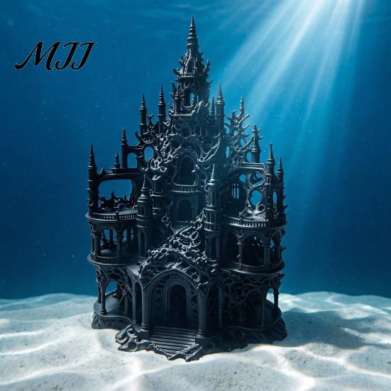 Fish Tank Hideout Cave Gothic Castle Aquarium Hideout, 3D Printed Betta Hide Cave, Small Shrimp Shelter Ornament, Decorative Coral for Resting