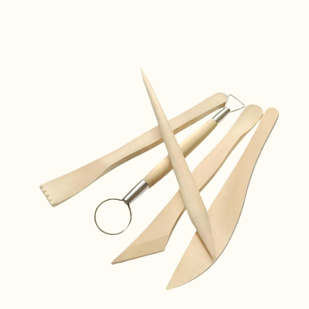 Wooden Pottery & Polymer Clay Sculpting Knife Set - DIY Pottery Tools