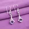 Purple Iolite Gemstone 925 Solid Silver Jewelry Partywear Zircon Earrings 1.84" CZE-9-11