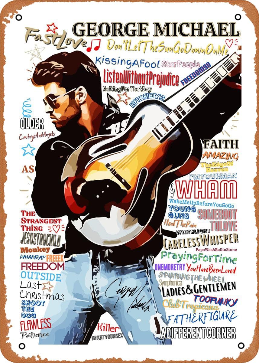 Music Icons Art GEORGE MICHAEL ART Metal Tin Sign Poster Vintage Art Wall Decor 20x30cm(7.8x11.8inch)