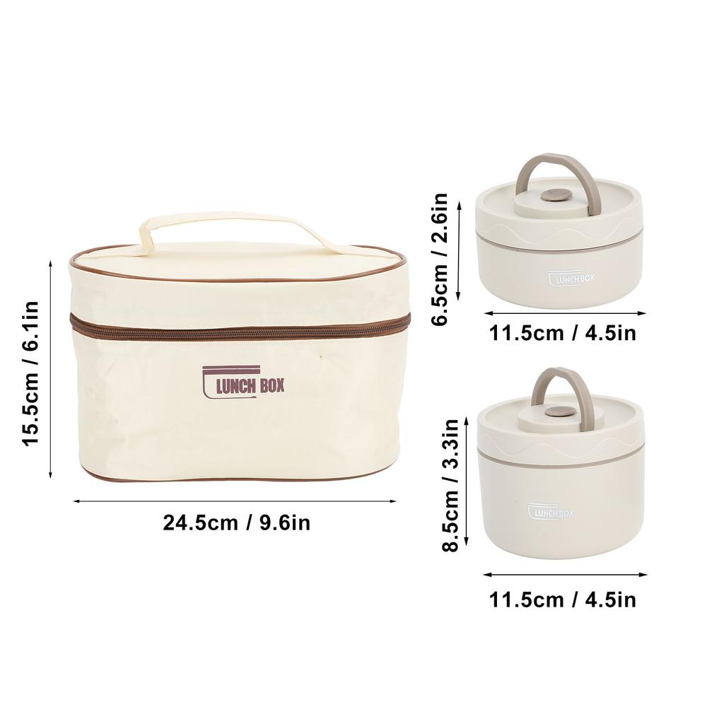 Insulated Lunch Container Box 304 Steel Sealed Multifunction Handy Round Thermal Top Bento Box with Thermal Bag Durable