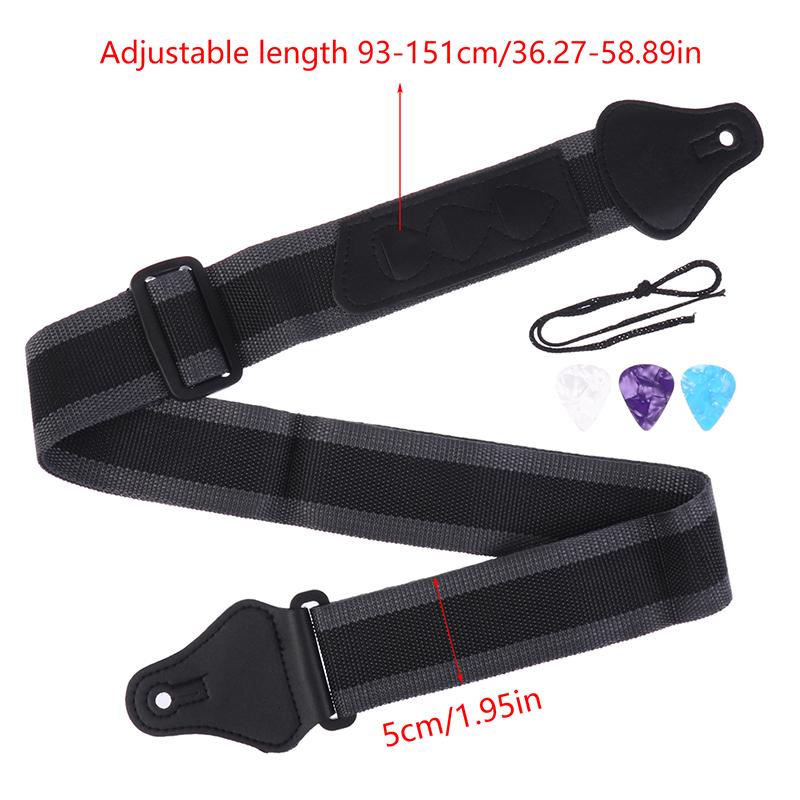 Adjustable Electric Guitar Strap With 3 Guitar Picks Holders Pu Leather Ends Acoustic Guitar Bass Strap Belt Accessories