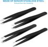 4PCS Tweezers Set Professional Tweezers Steel Facial Hair for Stainless Eyebrows for and Ingrown Hair  Makeup Tools Removal