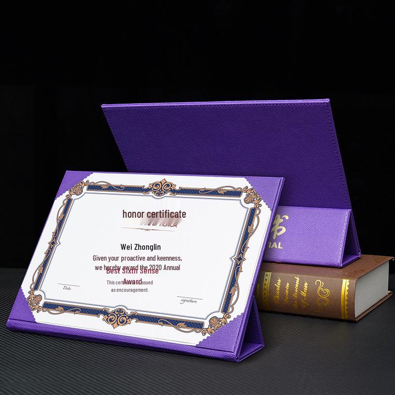 A4 Leather Honor Certificate Stand with Hot Stamping Customization