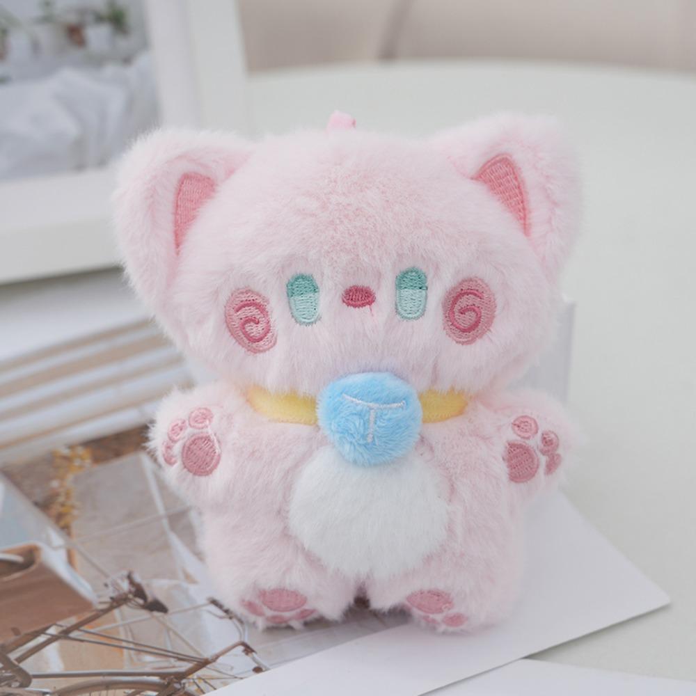 Hugging Cute Cat Plush Doll Stuffed Animal Plush Key Chain Coffee Cat Plush Keychain  Kid Girls
