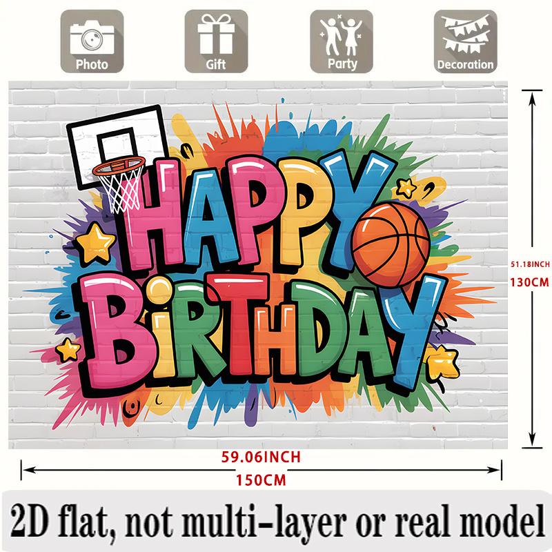 Basketball Birthday Banner, Sport Theme Backdrop Wall Decor for Party